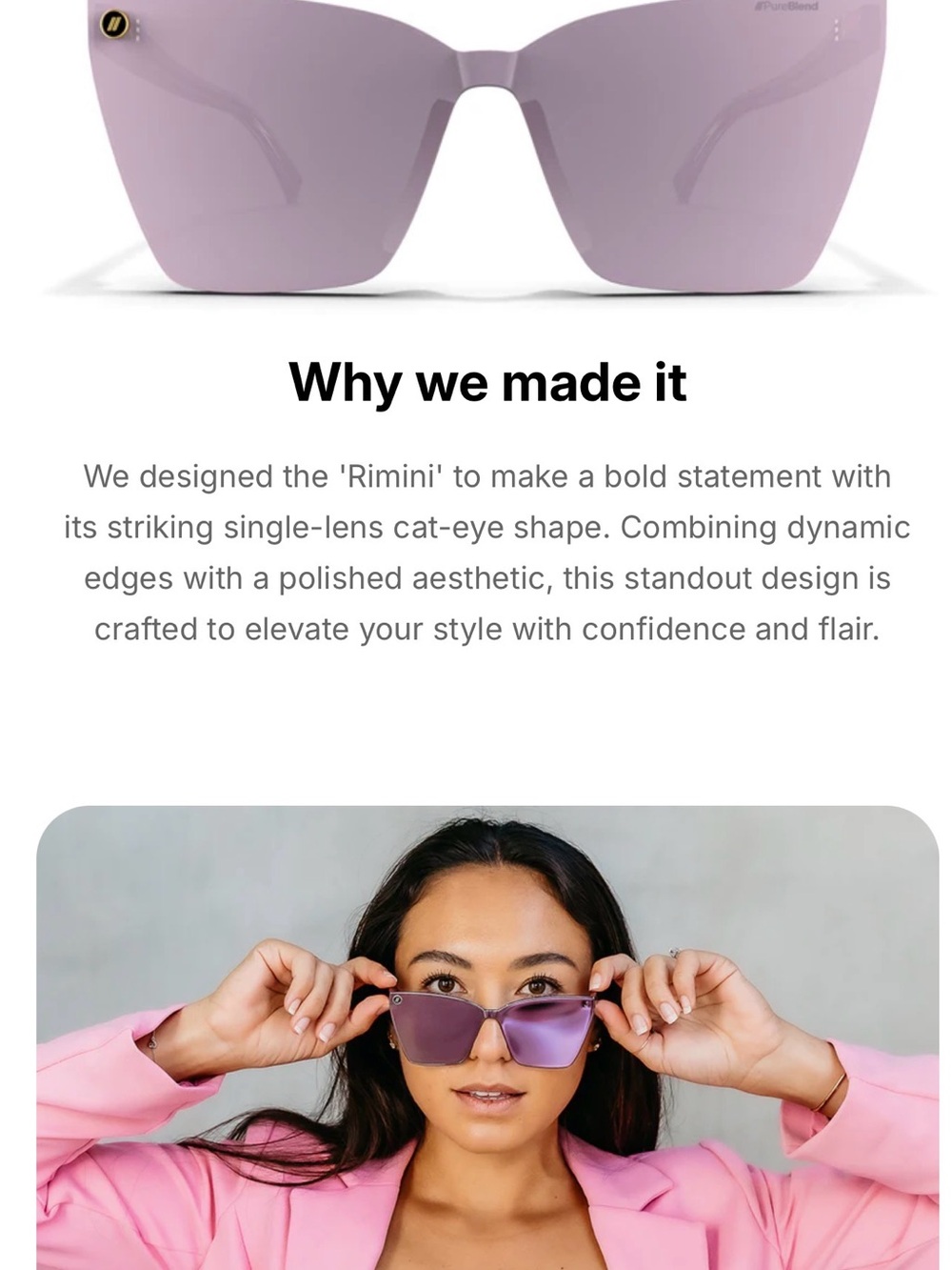 Rimini Single-Lens Cat-Eye Sunglasses — Lavender
